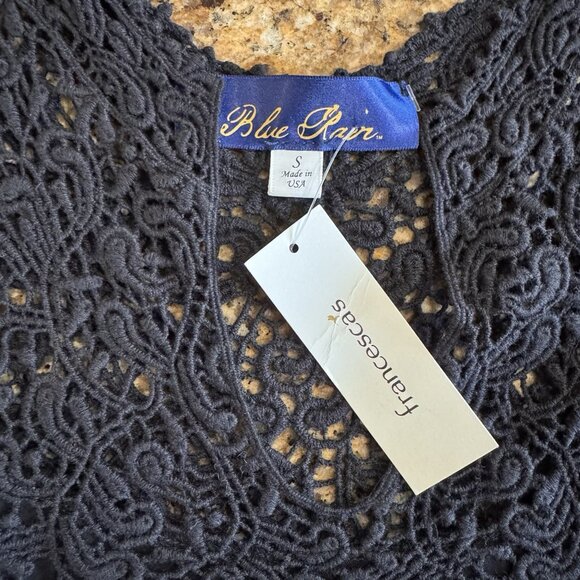 Francesca’s Blue Rain Black Crochet Bodice Mini Dress S Whimsigoth Fall Outfit - Picture 4 of 7